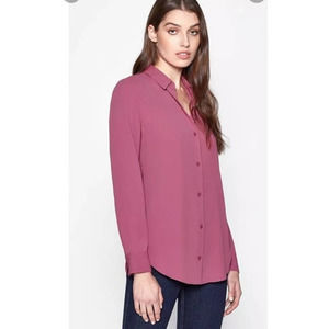 Equipment Essential Silk Button Up Collared Shirt Long Sleeve (Red Violet)